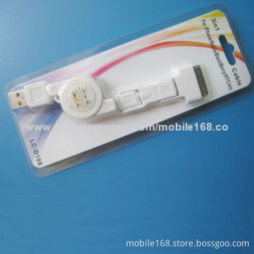USB 3-in-1 telescopic line for data transmit and charger